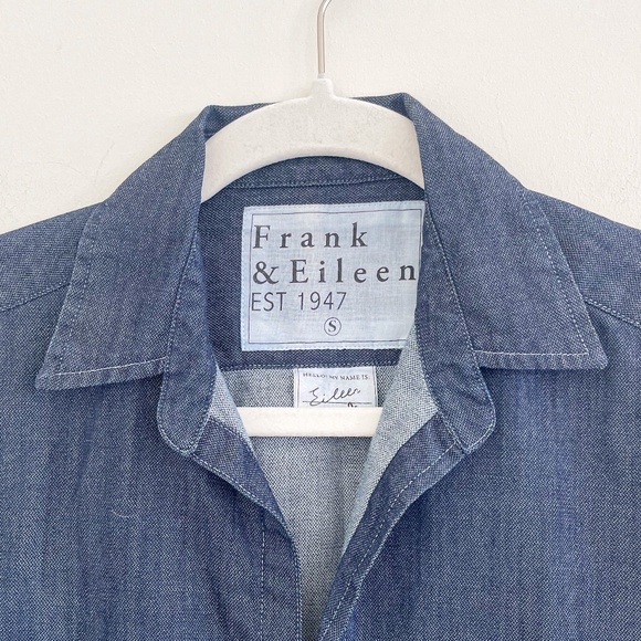 Frank & Eileen Eileen Button Down Shirt Dark Chambray Raw Rinse S - Picture 4 of 9